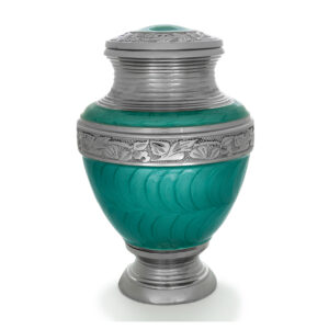 Designer Azure Urn (Teal/Polished Nickel)
