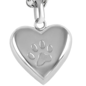 Paw Embossed Heart Pendant & Chain