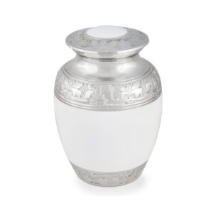 Designer Purity Engraved Urn (Polished Nickel/White)