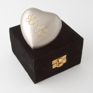 Eternal Heart Keepsake Double Paw - Pewter/Bronze with Antique finish