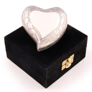 Ashes Purity Heart Engraved Keepsake - White/Polished Nickel