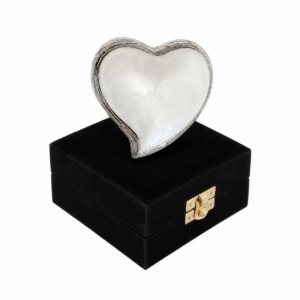 Pearlised White/Polished Nickel Heart Keepsake