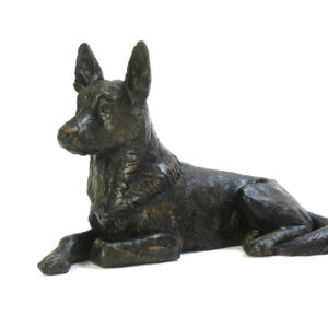 German Shepherd GSD Urn - Cold Cast Resin in Bronze Finish
