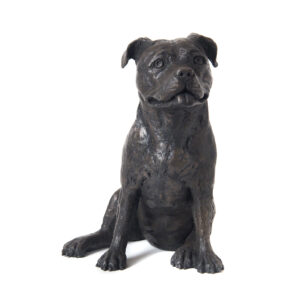 Staffordshire Bull Terrier Urn - Cold Cast Resin in Bronze Finish