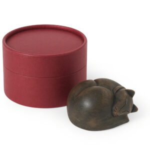 Sleeping Cat Cast Urn - Cold Cast Resin in Bronze Finish - Keepsake