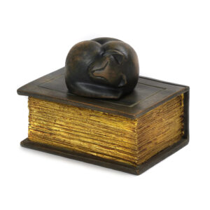 Cat on Book Urn - Cold Cast Resin in Bronze Finish