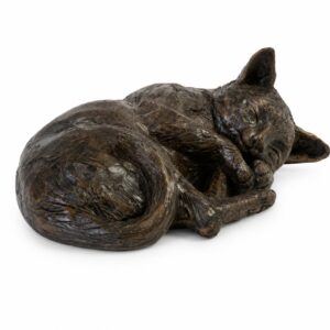 Resting Cat Urn - Cold Cast Resin in Bronze Finish