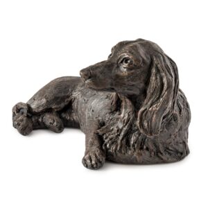 Daschund Urn - Long Hair - Cold Cast Resin in Bronze Finish