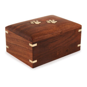 Timber Pet Urn with Brass Paw Prints