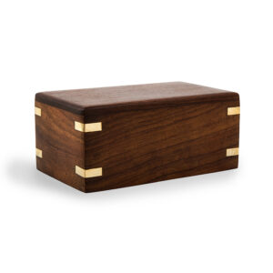 Timber Pet Urn (plain) with Brass Edge - Xsmall Only