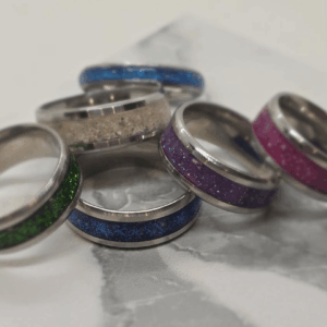 Stainless Steel Rings made with Your Loved One's Ashes - 8mm - Various Colours