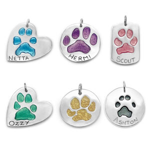 Memorial Paw Print Jewellery (Your Beloved Pet's Own Paw Print) - Can add Colour and Ashes