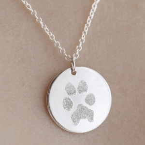 Pawprint Necklace & Chain (Your Beloved Pet's Own Paw Print) - Silver/14K Gold /14K Rose Gold