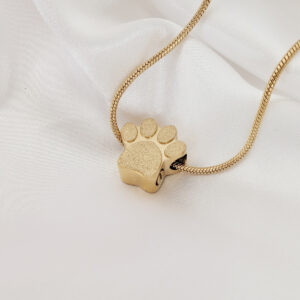 Shimmer Paw Urn Necklace & Chain - Silver/14K Gold/14K Rose Gold - Can have your Loved One's name engraved on back