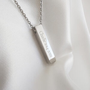 Vertical Bar Urn Necklace & Chain - Silver/14K Gold/Black - Add your Loved One's Name
