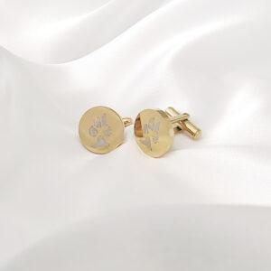 Pawprint Cufflinks (Your Beloved Pet's Own Paw Print) - Silver/Gold/Black