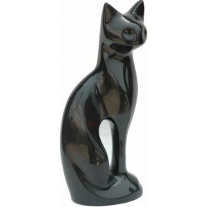 Empress Feline Figurine Urn (Black Gloss)