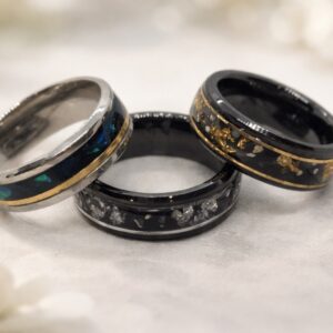Specialty Rings - Made with Your Loved One's Ashes - Set Design Gold/Silver/Paua