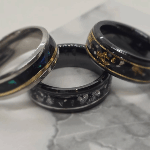 Specialty Rings - Made with Your Loved One's Ashes  - Set Design Gold/Silver/Paua