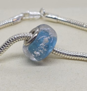 pearl medium blue glass-look pet ashes memorial bead Brisbane