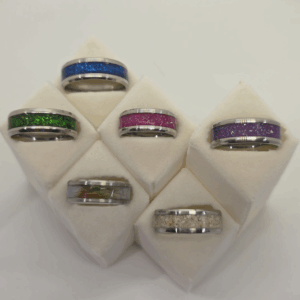 Stainless Steel Rings made with Your Loved One's Ashes - 8mm - Various Colours
