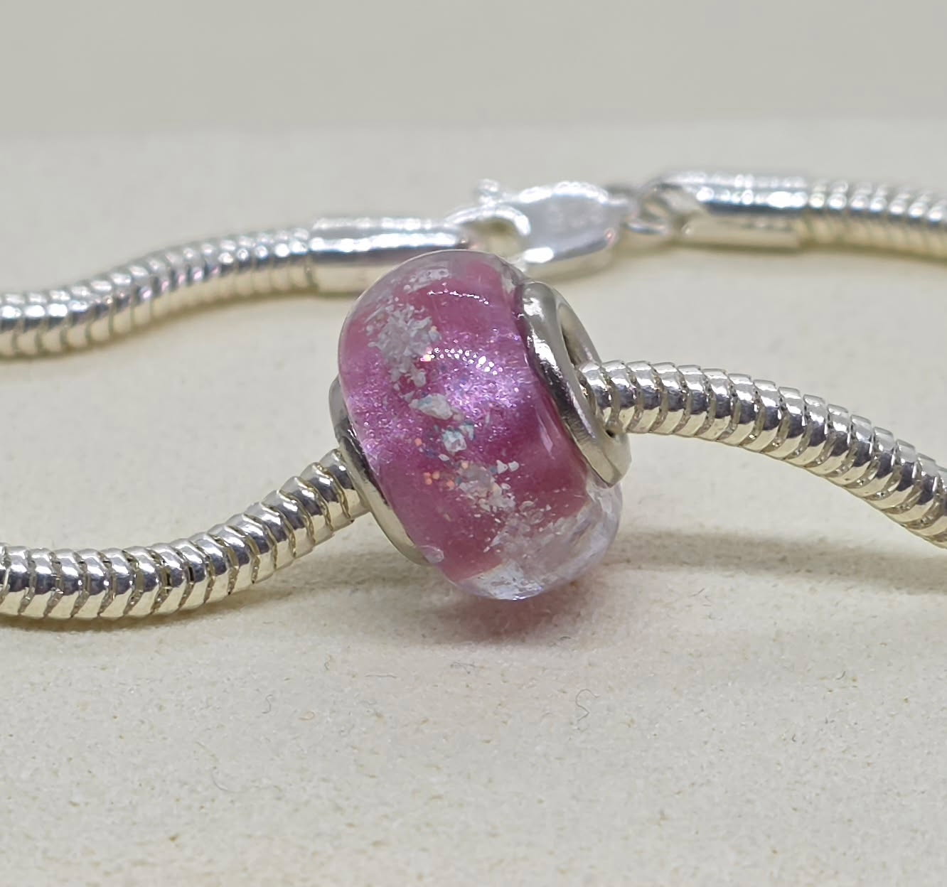pearl pink glass-look pet ashes memorial bead Brisbane