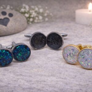 Stainless Steel Cufflinks with Your Loved One's Ashes - Your Choice of Colour