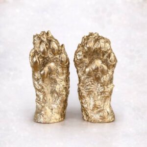 Pet Paw Casting Keepsake - Gold, Silver or Black/Gold Fleck or Black/Silver Fleck (Freestanding or Mounted)