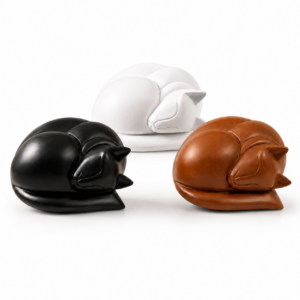Sleeping Cat Resin Urn - Black, White or Brown
